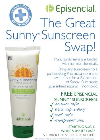 Free Episencial Sunny Sunscreen at Pharmaca stores