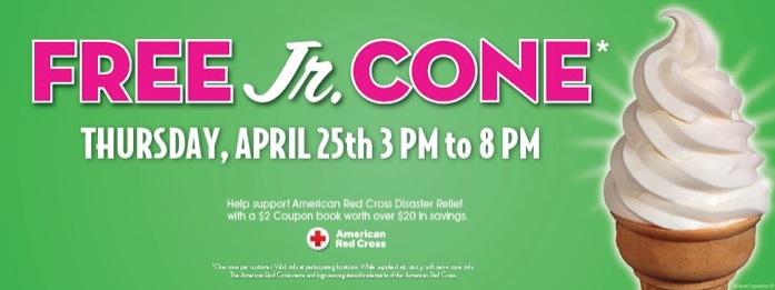 Free Jr. Ice Cream Cone at Carvel (4/25)