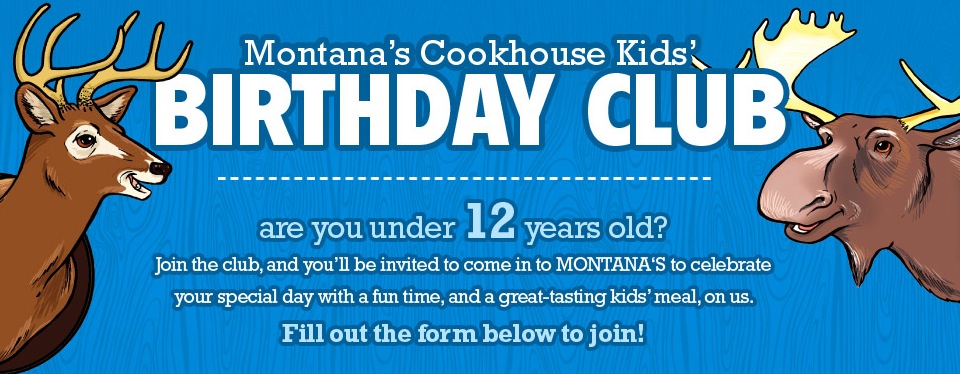 Free Kid's Meal at Montana's Cookhouse