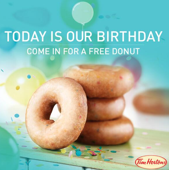 Free Birthday Cake Donut at Tim Hortons Today