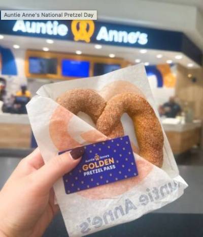 FREE Pretzel at Auntie Anne’s (4/26)