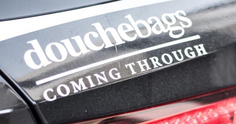 Free Douchebags Coming Through Sticker