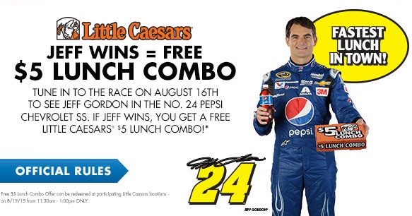 Free Little Caesars $5 HOT-N-READY Lunch Combo (If Jeff Gordon Wins)