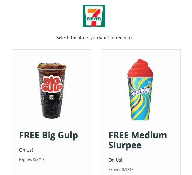 FREE Big Gulp & Medium Slurpee at 7-Eleven