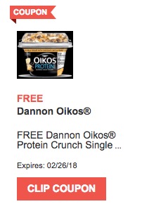 Free Dannon Oikos Protein Crunch Single at ACME