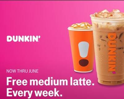 Free Medium Latte at Dunkin' Every Week  (T-Mobile Customers)