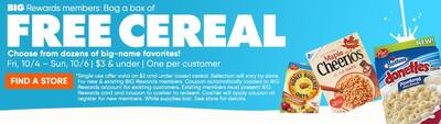 Free Box of Cereal at Big Lots