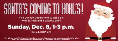 Free Photo With Santa and LEGO Gift at Kohl’s (12/8)