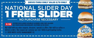 Free Slider at White Castle (5/15)