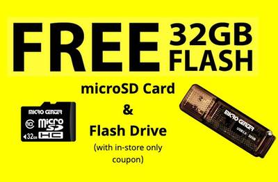 Free 32Gb MicroSD and Flash Drive at Micro Center