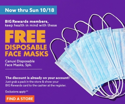 Free Canuxi Disposable Face Masks (5pk.) at Big Lots