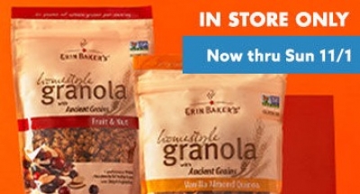 Free Bag of Erin Baker's Homestyle Granola at Big Lots