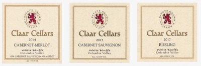 3 Free Claar Cellars Sticker Labels