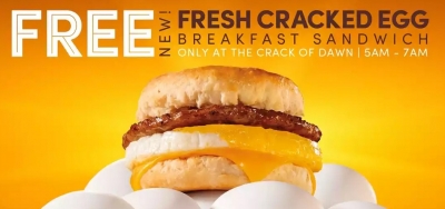 Free Cracked Egg Breakfast Sandwich at Tim Hortons