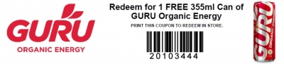Free Can of GURU Organic Energy Drink at Whole Foods