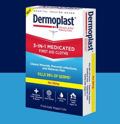 Dermoplast 3-in-1 Medicated First Aid Cloths Sample (Apply)