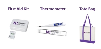 Free First Aid Kit, Thermometer, and Tote Bag