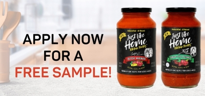 FREE Just Like Home Kitchen's All-Natural, Homecrafted Pasta Sauces Sample (Apply)