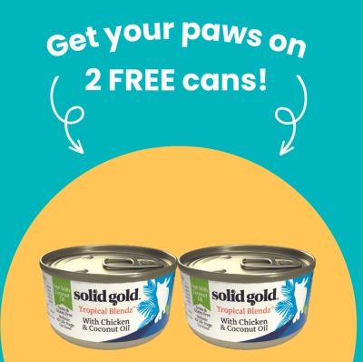 2 Free Cans of Solid Gold Cat Food