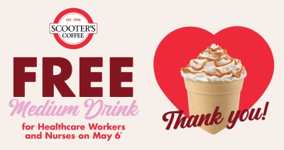 Free Drink for Any Nurses and Healthcare at Scooter’s Coffee