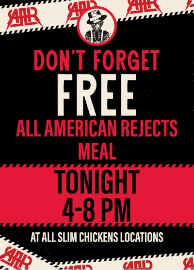FREE All-American Rejects Meal at Slim Chickens (Tonight Only)