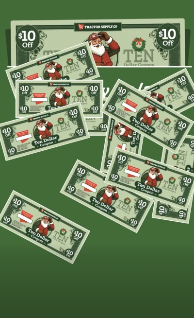 Free $10 Christmas Cash at Tractor Supply (12/20)