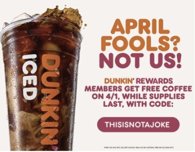 Dunkin’ Free Coffee Code (April 1)