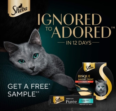Free SHEBA Bisque or Purée Cat Food Sample