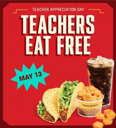 Free Taco John's Small Taco Combo for School Staff (5/13)