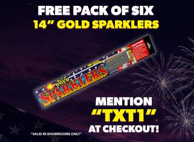 Free 6 Pack of Gold Sparklers at Phantom Fireworks