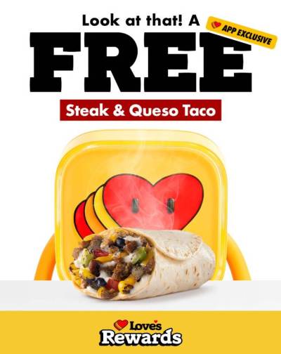 Free Steak & Queso Taco at Love's Travel Stops