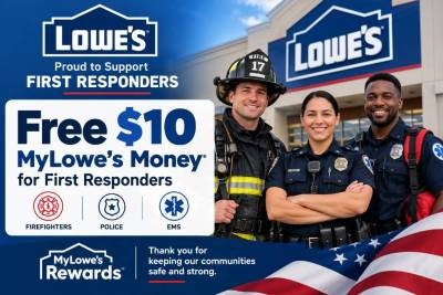 Free $10 MyLowe's Money for First Responders