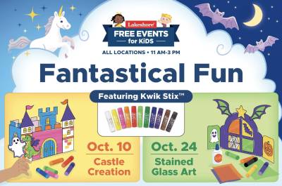 Free Kwik Stix Art Events at Lakeshore Learning (10/10 & 10/24)